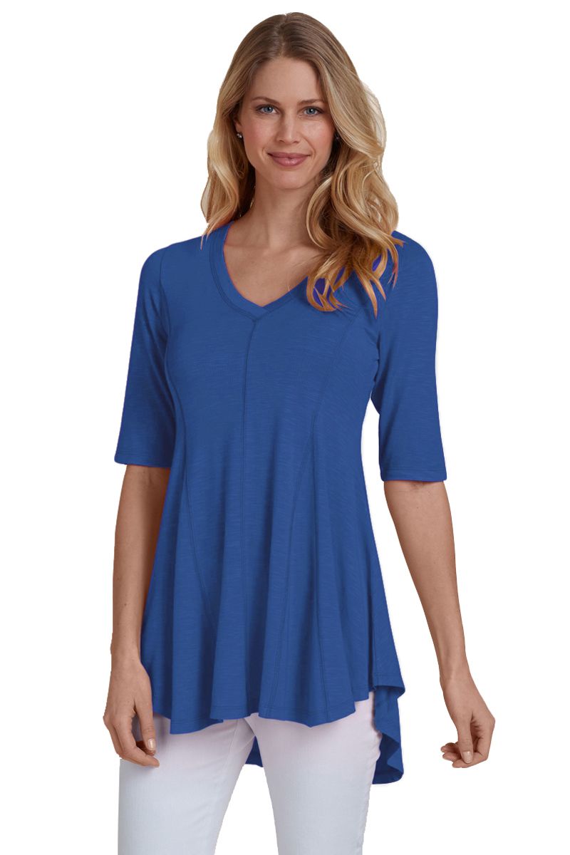 Royal Blue V Neck Top | Half sleeves, Tops, Jersey knit top