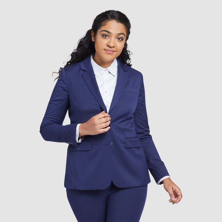 Women's Royal Blue Suit | Blue suit black shoes, Blue suit grey