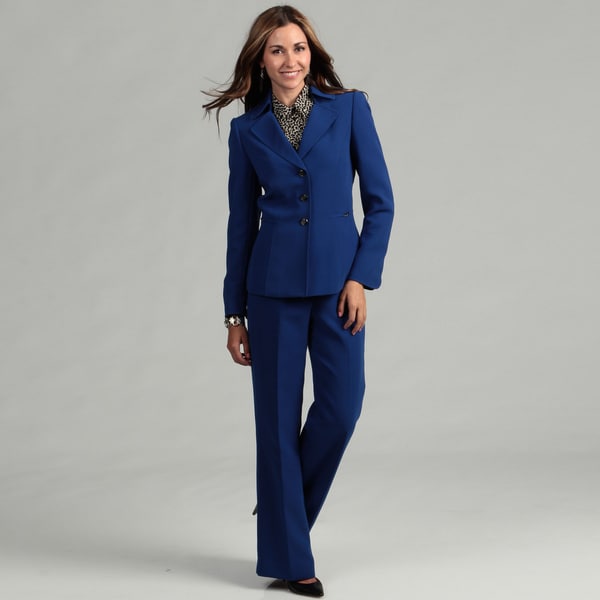 Tahari Women's Royal Blue 3-button Pant Suit - 14182130 - Overstock.com